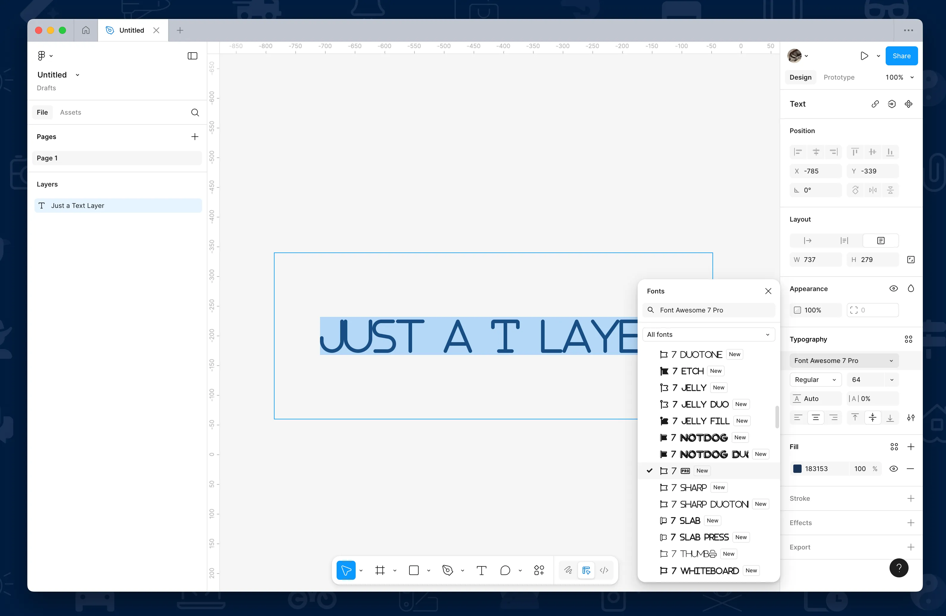 Selecting Font Awesome 7 Pro