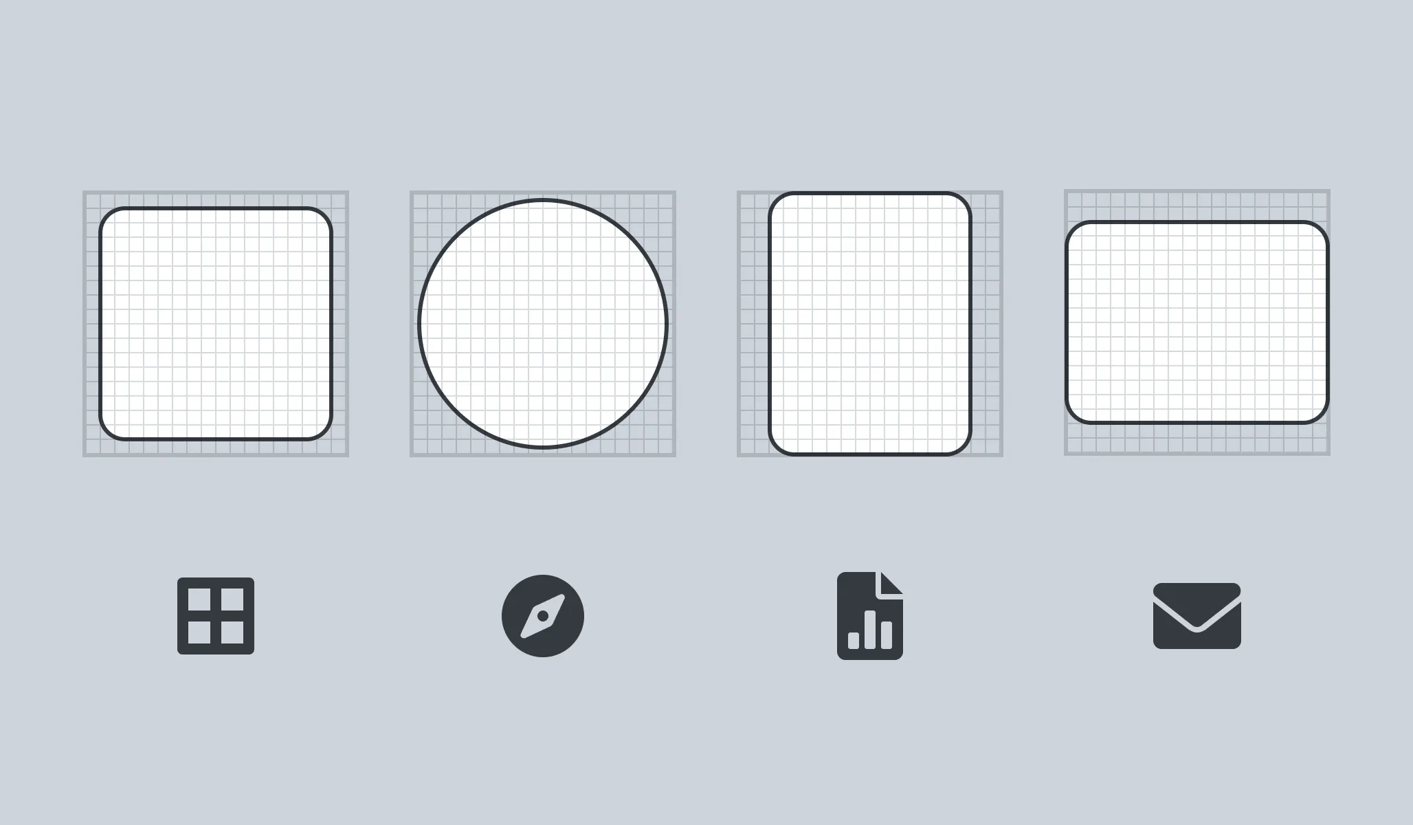 Basic shapes in the icon pixel grid