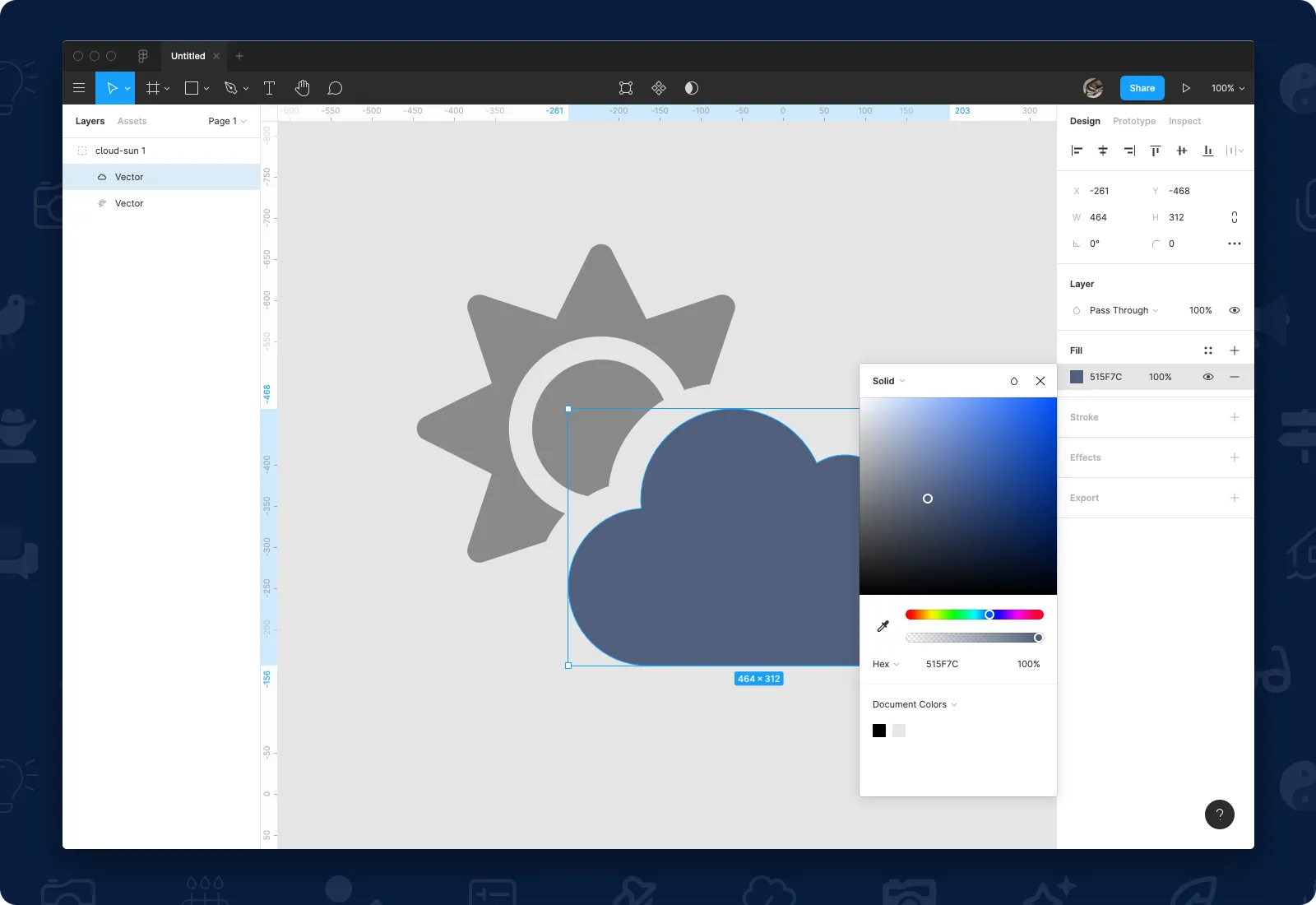 A duotone icon with color applied to the primary layer in Figma