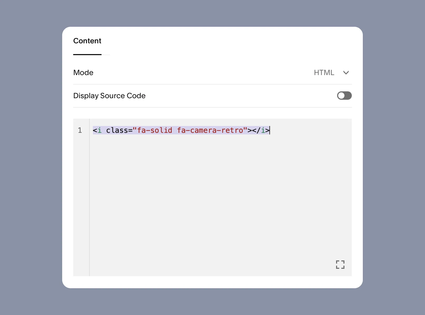 Adding Icon Code to a Code Block in Squarespace
