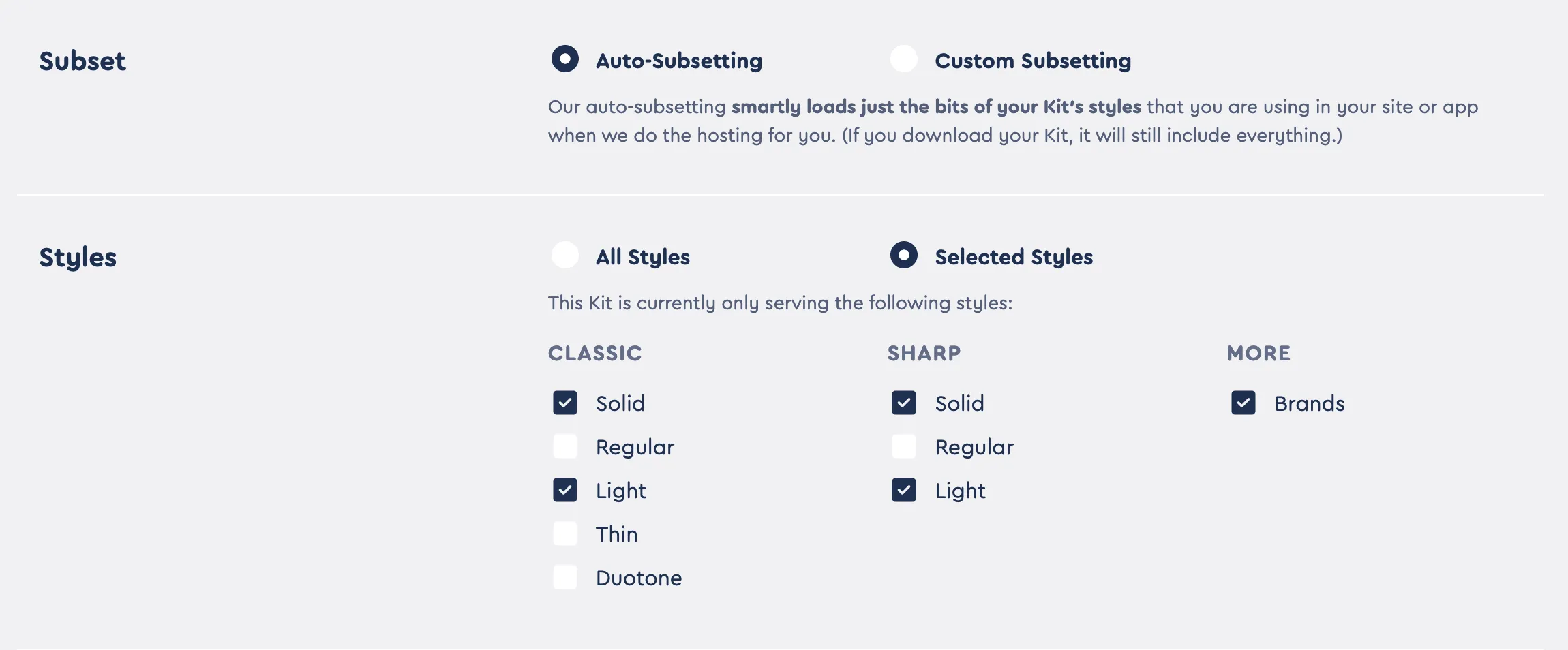 Subsetting by Style in Settings