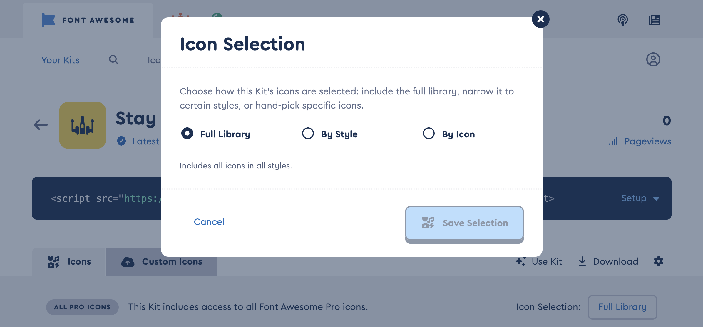 "Full Library" Icon Selection in Your Kit