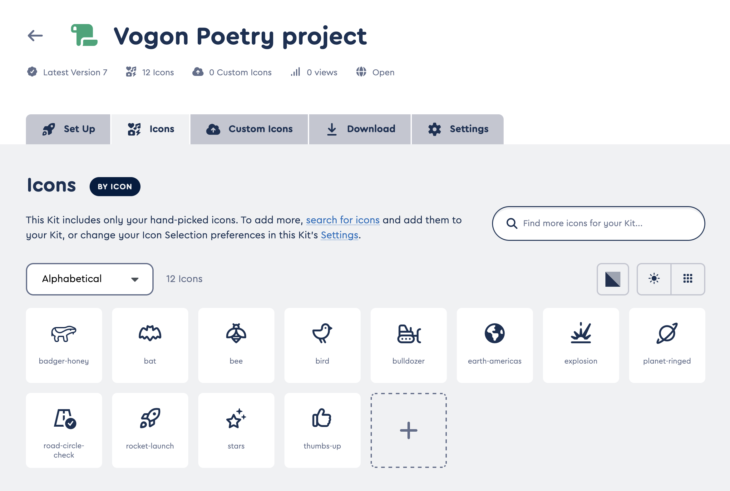 Managing your "By Icon" selections in the Kit Icons tab