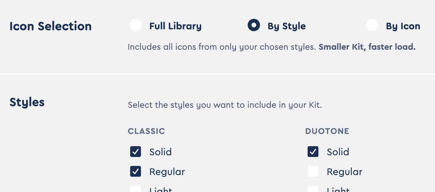 "By Style" Icon Selection in Your Kit Settings