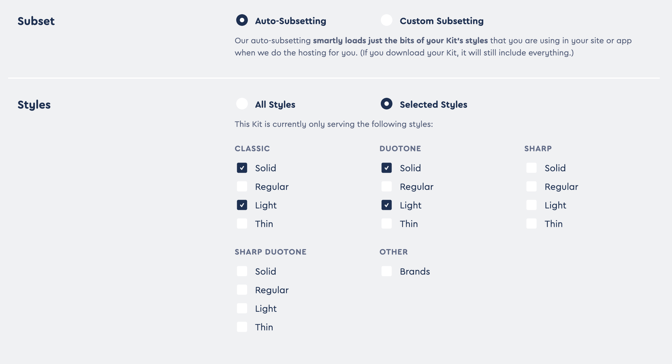 Subsetting by Style in Your Kit's Settings