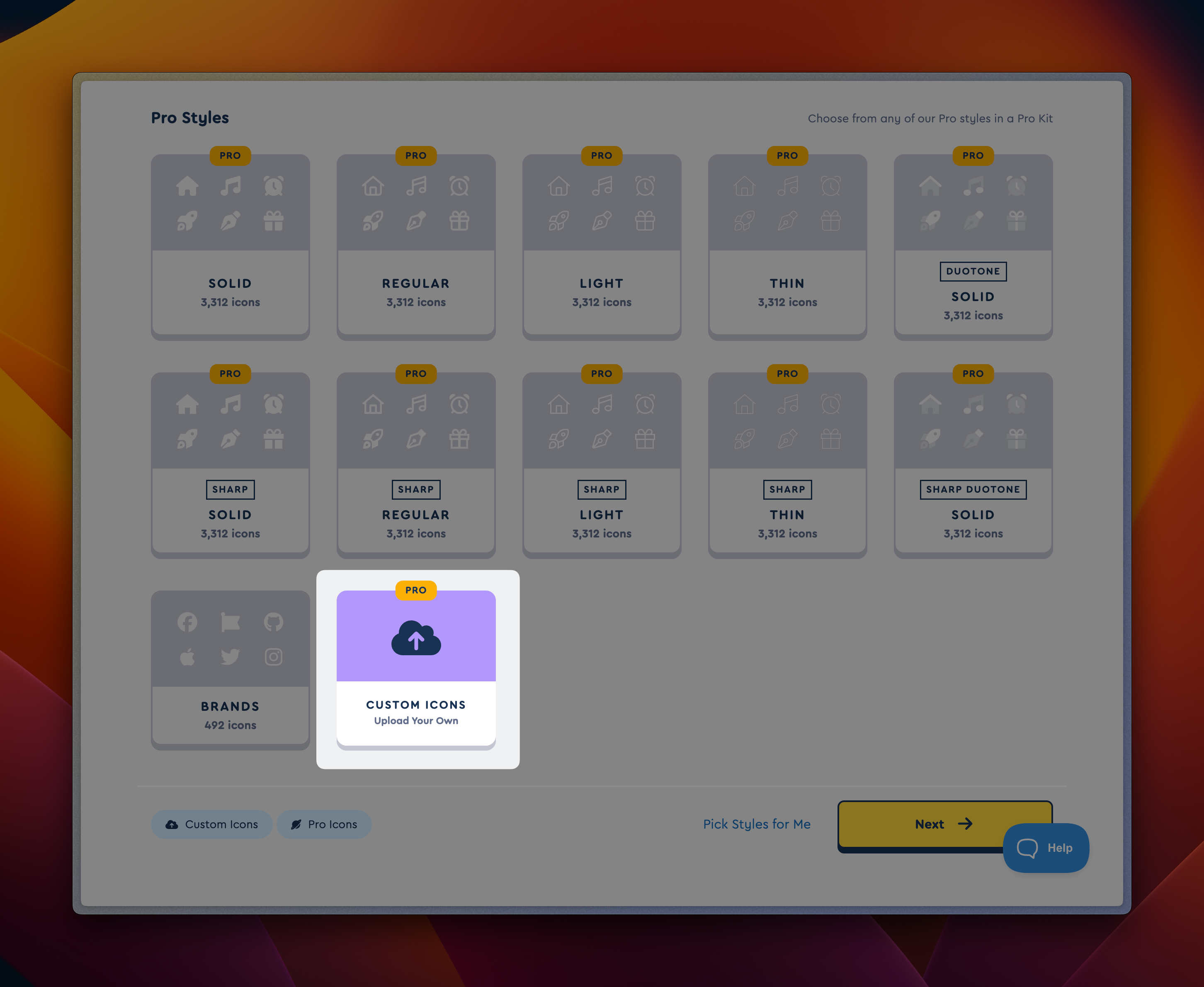 Choose which styles you'd like in your Kit