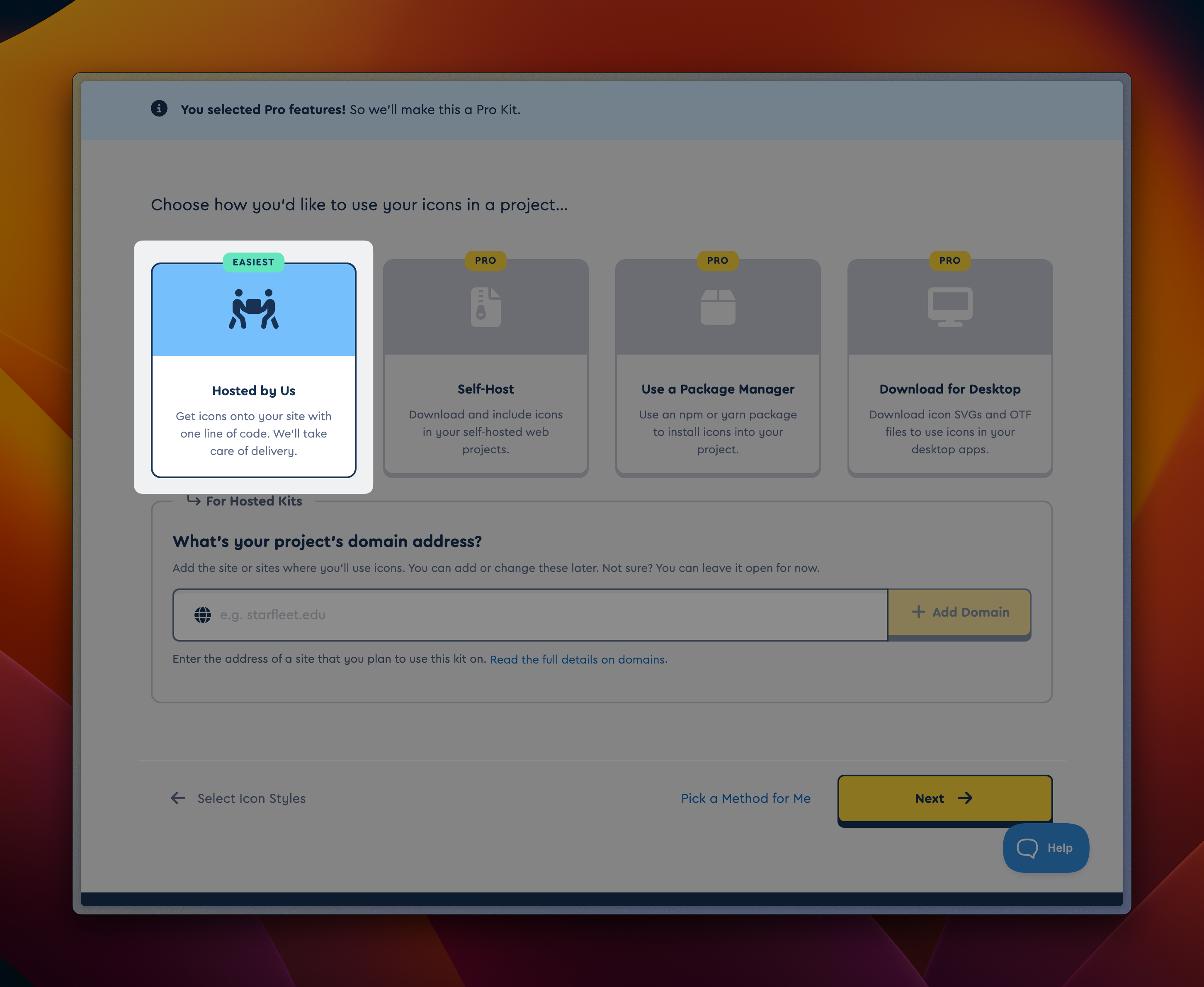 Select how you'd like to use your icons