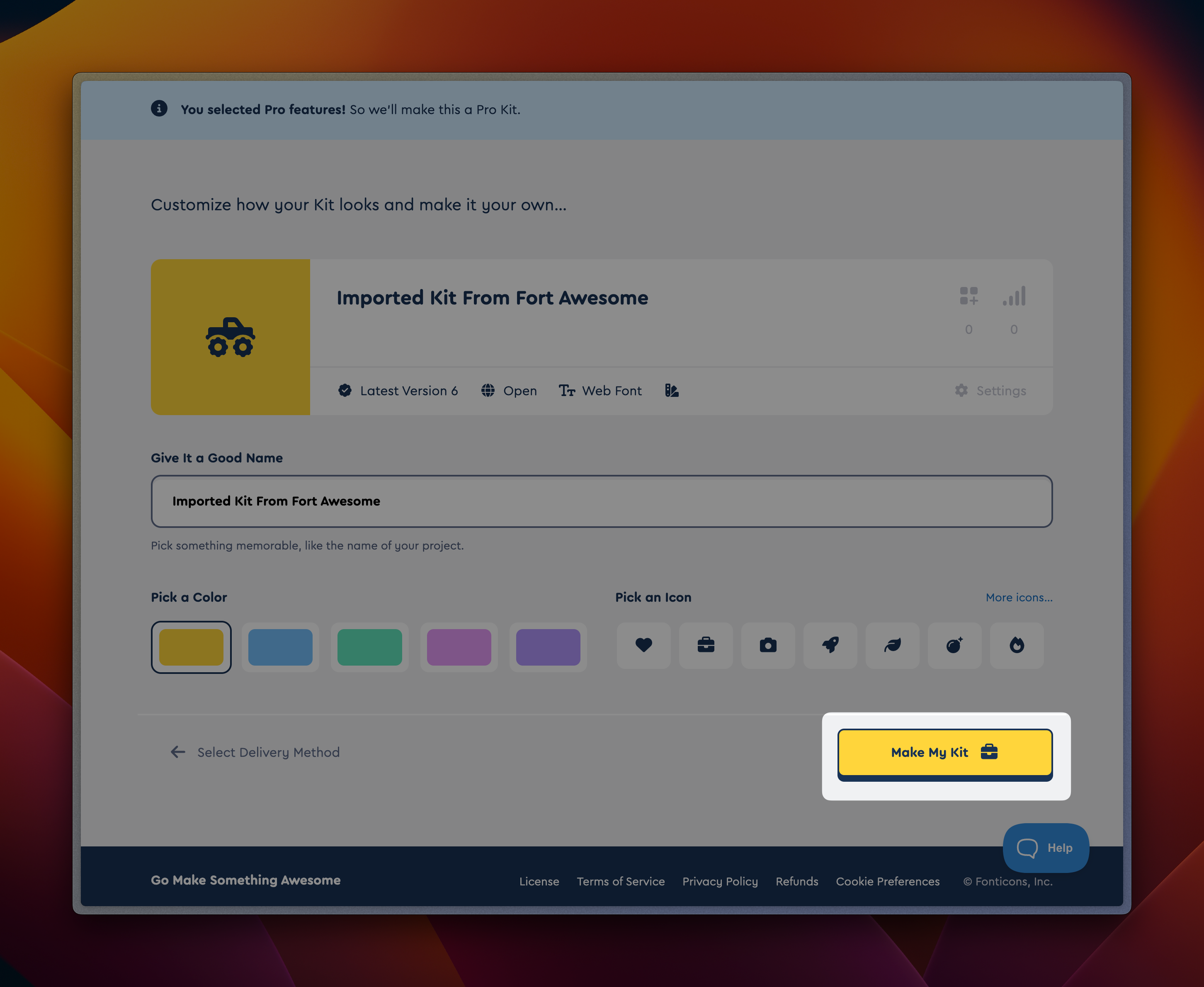 Name your Kit and complete the creation process
